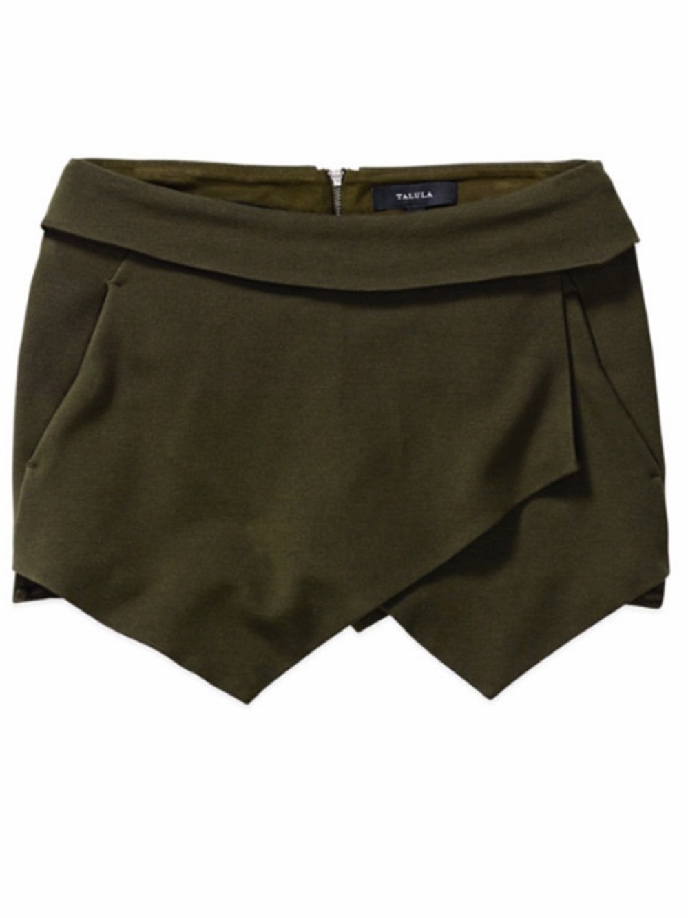 Aritzia Talula Olive Green Asymmetric Skort
